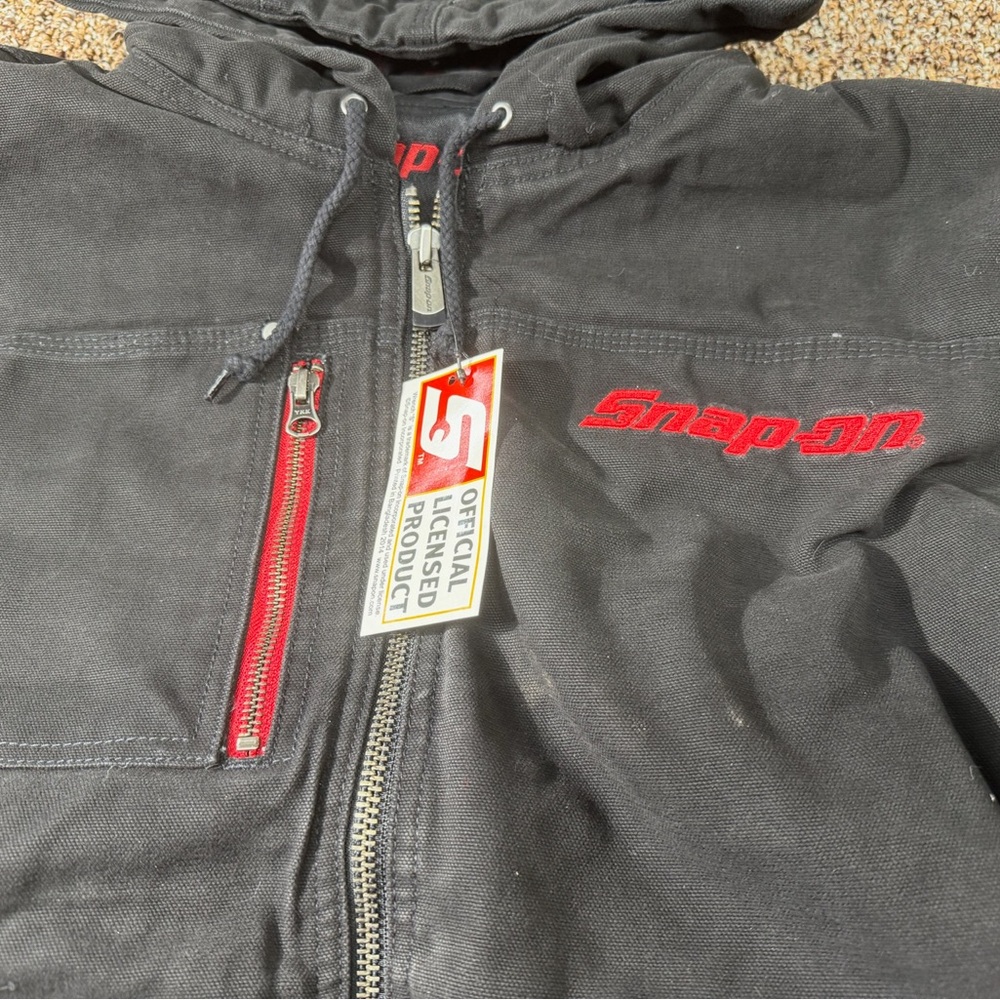 Snap-On Black Canvas Workwear Bomber with Red Lettering - Picture 11 of 16